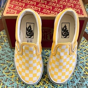 Vans Kids Yellow and White Checkered Sneakers